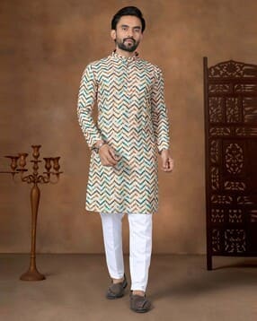 indie picks Chevron Print Regular Fit Kurta-picture-29