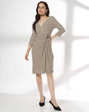 fig Women Striped Knit Wrap Dress-picture-17