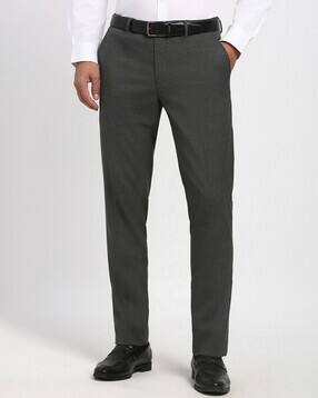 peter england Men Slim Fit Flat-Front Trousers-picture-14