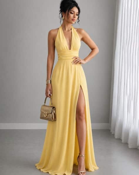 Buda Jeans Co Women Halter-Neck Gown Dress