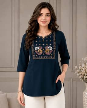 indie picks Women Embroidered Straight Tunic-picture-16