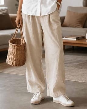Relaxed Fit Flat-Front Trousers-image-32