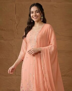 janasya Women Floral Rubber Printed Sweetheart Neck Kurta Set-picture-35