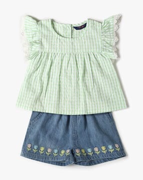 inf frendz Girls Checked Top with Shorts-picture-32