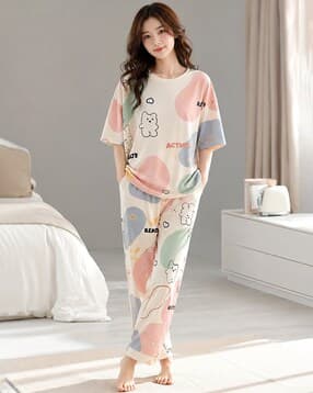 fyre rose Women Graphic Print Top & Pyjamas Set-picture-40
