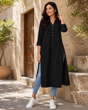 Women Straight Kurta with V-Neck-image-42