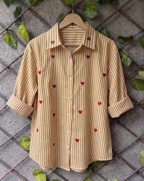 buda jeans co Women Striped Spread-Collar Shirt-picture-20
