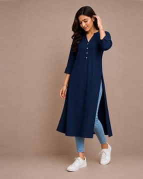 svaraa Women Straight Kurti with Button-Yoke-picture-22