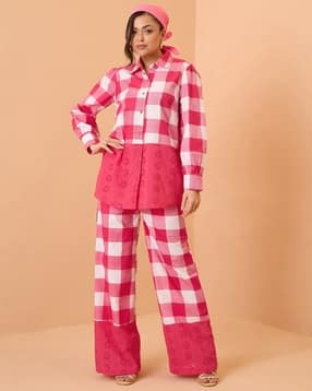 pink paprika by sassafras Women Checked Co-Ord Set-picture-21