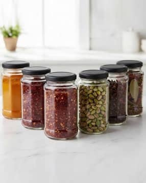 skwaion Set of 6 Glass Jar with Black Lid-picture-33