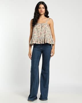 svrnaa by azorte Women Floral Print Relaxed Fit Strappy Crop Top-picture-17