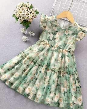 styleconnect Girls Floral Print A-Line Frock with V-Neck-picture-44