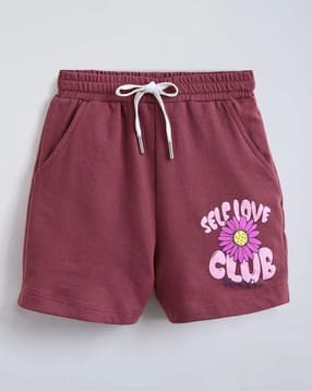 Girls Typographic Print Mid-Rise Shorts-image-26
