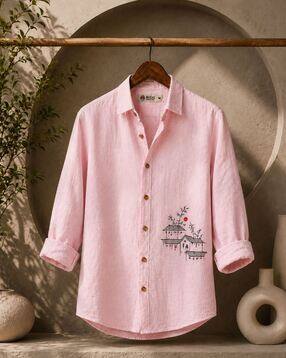 buda jeans co Men Embroidered Regular Fit Shirt with Spread Collar-picture-26