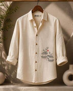 buda jeans co Men Embroidered Regular Fit Shirt with Spread Collar-picture-22