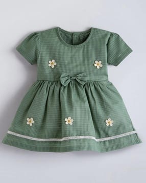 hopscotch Girls Daisy & Bow Applique Cotton Dress-picture-13