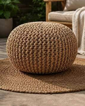 habere india Cotton Pouf Chunky Knit Round Ottoman-picture-28