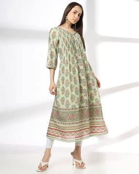 avaasa mix n' match Women Floral Print Flared Kurta-picture-11