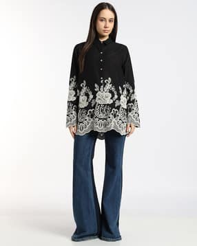 svrnaa by azorte Solid Embroidered Shirt Top-picture-43