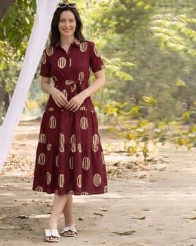 Women Geometric Print Tiered Dress-image-47