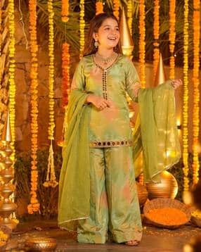 pixie n prince Girls Embellished 3-Piece Kurta Suit Set-picture-20