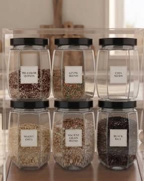 skwaion Set of 6 Glass Jar with Airtight Black Lid-picture-53