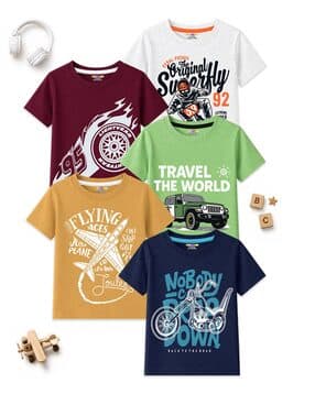 Boys Pack of 5 Graphic Print T-Shirts-image-33