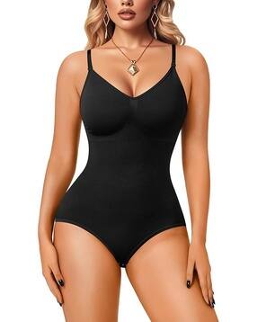 Qidrezy Women Plunged-Neck Bodysuit