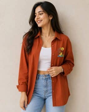 buda jeans co Women Embroidered Relaxed Fit Shirt-picture-11