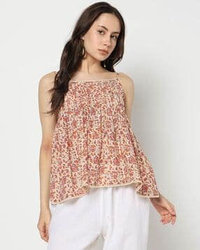 yousta Women Printed Pleat Detail Cotton Top-picture-50