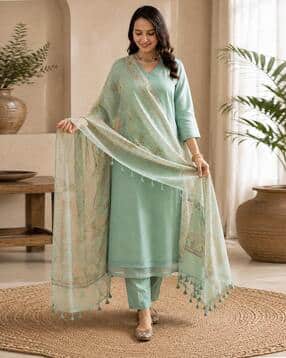 nyrika Women Embroidered 3-Piece Kurta Suit Set-picture-33