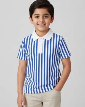 Boys Striped Regular Fit Polo T-shirt-image-20