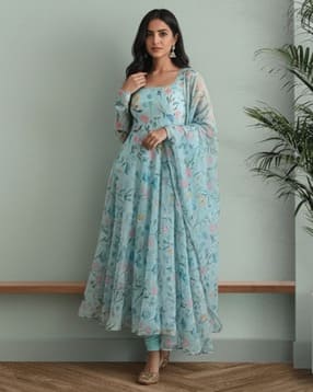 nyrika Women Floral Print Gown Dress with Dupatta-picture-22