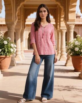 Women Floral Print Straight Kurti-image-12