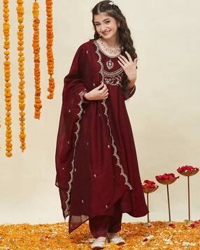 pixie n prince Women Embroidered Anarkali Kurta Set with Dupatta-picture-27