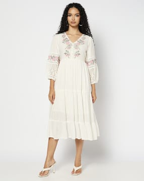 yousta Women Embroidered Tiered Midi Dress-picture-38