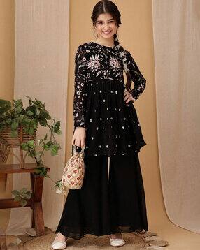 pixie n prince Girls Embroidered 2-Piece Kurta Suit Set-picture-26