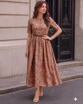 fabflee x ag Women Paisley Print Fit & Flare Dress -picture-36