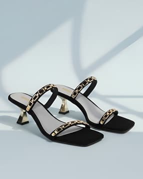 mochi Women Open-Toe Heeled Sandals with Chain Detail -picture-38