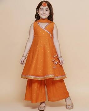 pixie n prince Girls Woven Anarkali Kurta Set with Dupatta-picture-8