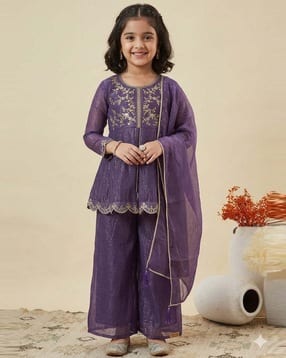 janashree fashion Girls Embroidered 3-Piece Kurta Set-picture-16
