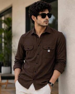 zilcon Men Patterned Regular Fit Shirt with Flap Pockets-picture-53
