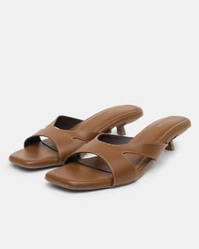 forever glam by pantaloons Women Square-Toe Slip-On Kitten Heeled Sandals-picture-36