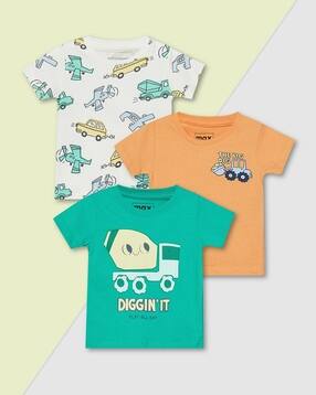 max Pack of 3 Printed Regular Fit Round-Neck T-Shirts-picture-47