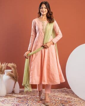 weavllite Women Embroidered A-Line Kurta Suit Set-picture-37