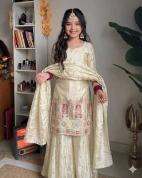 pixie n prince Women Embroidered 3-Piece Kurta Set-picture-37