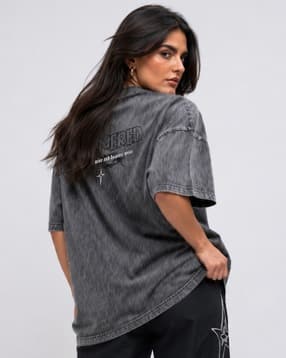 buda jeans co Women Printed Oversized Fit Round-Neck T-Shirt-picture-33