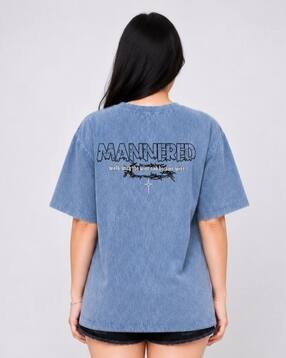 Women Printed Oversized Fit Round-Neck T-Shirt-image-3