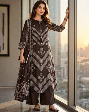 Embellished Straight Kurta with Palazzos & Dupatta-image-41