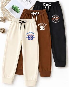 trampoline Boys Pack of 3 Typographic Print Joggers-picture-37
